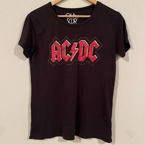 CHASER ACDC Dark Brown Studded Band Tee Tshirt